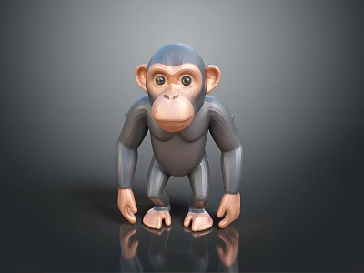 Cartoon Style 3D Monkey Character With Shiny Surface And Realistic Design Features 3d model