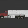 Red Tanker Truck With Silver Tank And Shiny Surface On Reflective Ground