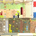 Colorful Interactive Kids Play Area With Climbing Walls Ropes Slides And Animal Decorations