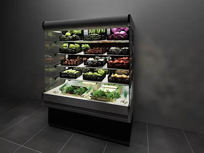 Commercial Display Refrigerator With Fresh Vegetables And Fruits For Retail Store 3d model
