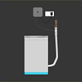 Modern White Computer Peripheral With Blue Accents Circular Top Gray Module And Cable Connection