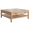 Simple Modern Wooden Square Coffee Table With Drawer And Lower Shelf 3d model