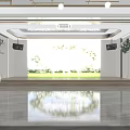Elegant Banquet Hall Interior With White Chairs Brown Ribbons Flower Arrangements And Arched Windows