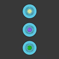 Three Spray Cans With Colored Lids And Detailed Label Designs On White Background