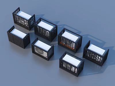 Multiple Modern Air Conditioner Fans with Stylish Design and Efficient Cooling Features 3d model