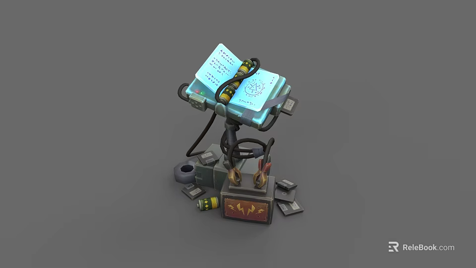 Compact Electronic Equipment Workbench With Open Instruction Notebook Connected Wires And Control Buttons 3d model