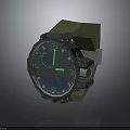 Tactical Green Watch With Black Dial Rubber Strap And Glowing Digital