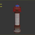 Traditional Tower Architecture With Blue Dome Brown Upper Structure White Body And Polygonal Base