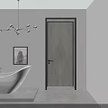 Modern Minimalist Swing Door Design With White Panel And Marble Floor Accents