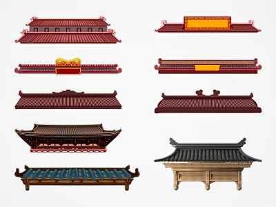 Traditional Chinese Architecture Roofs With Various Styles And Decorative Elements 3d model