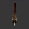 Mythical Green Gold Mechanical Bull Creature With Skeleton Head Metal Armor And Red Sword