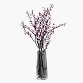Transparent Glass Vase With Pink Flower Branches For Home Decoration