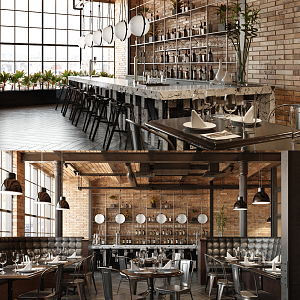 INDUSTRIAL LOFT RESTAURANT 3d model