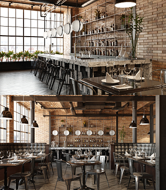 INDUSTRIAL LOFT RESTAURANT 3d model