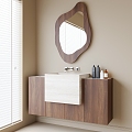 Middle Style Bathroom Cabinet Washstand Bathroom Mirror 3d model