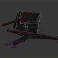 Green Military Artillery Cannon With Mounted Tripod Base And 3D Model Design