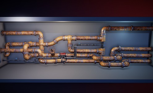 Modern pipe on the wall 3d model