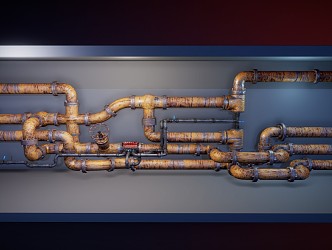 Modern pipe on the wall 3d model