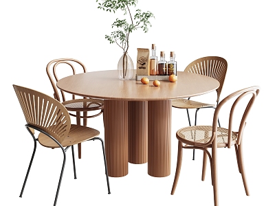 Nordic Dining Table and Chair Combination model