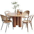Nordic Dining Table and Chair Combination 3d model