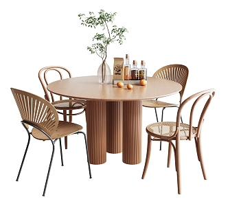 Nordic Dining Table and Chair Combination 3d model