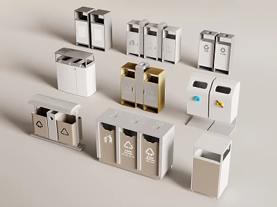 Variety of Trash Bins With Diverse Styles for Different Uses 3d model