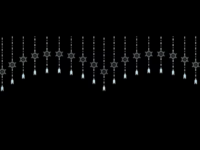 Hanging Star Shaped Decorative Lights With Tassel Pendants On Black Background 3d model