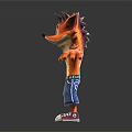 Cartoon Fox Character 3D Model With Orange Fur Green Eyes Blue Jeans Red White Sneakers