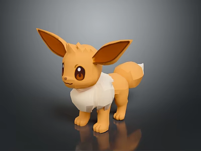 Cartoon Creature Character 3D Model With Large Ears Orange Body White Belly Standing Pose 3d model