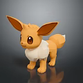 Cartoon Creature Character 3D Model With Large Ears Orange Body White Belly Standing Pose
