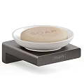 Stylish Bathroom Accessories with Wall Mounted Mirror Wooden Tray Towels and Soap Dish