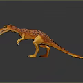 Orange And Yellow Dinosaur Toy With Black Spots Standing Pose Showing Reflection On Grey Gradient Background