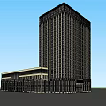 Hotel Building with Modern High Rise Tower and Classical Low Rise Beige Black Exterior
