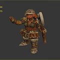 Standing Man With Red Hair In Samurai Style Armor Holding Large Axe