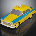 Yellow And Blue Vintage Style Toy Police Car With White Roof Lights And Logo