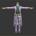 Male Character In Gray Coat Black Inner Garment With Hat And Mythical Beast Arms Outstretched
