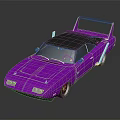 Purple Vintage Muscle Car Featuring Black Roof And Rear Spoiler Design