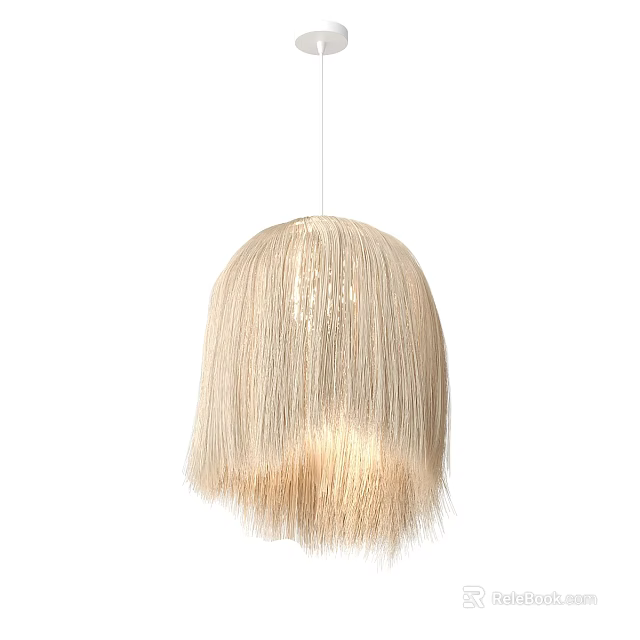 Elegant Modern Beige Tassel Woven Chandelier With Minimalist Design For Interior Lighting 3d model 