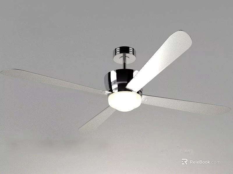 Modern Ceiling Air Conditioner Fan With Light And Metal Blades 3d model 