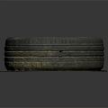 Old Car Tire With Worn Tread Placed On Circular Base Against Dark Background 3d model