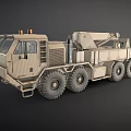 Camouflage Military Heavy Duty Truck Featuring Crane And Eight Large Wheels