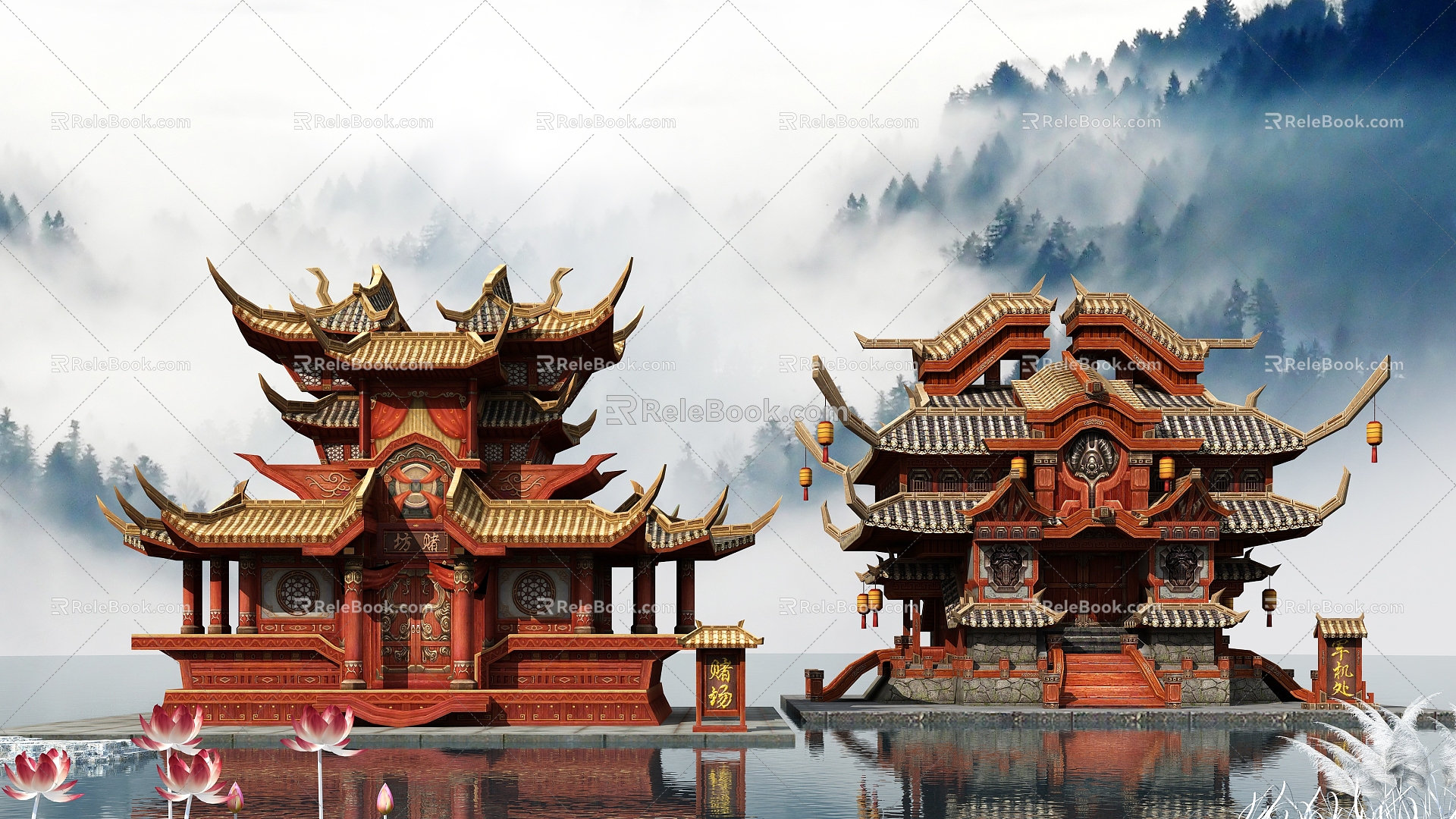 Chinese Restaurant Building Restaurant 3d model