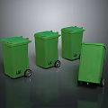 Building Waste Management Facilities With Green Trash Bins And Wheels