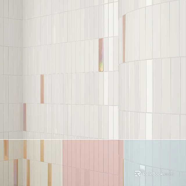 White Wall Components With Colorful Vertical Strips And Various Color Options 3d model
