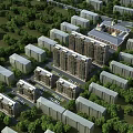 Aerial View Of Well Planned Residential Buildings With Lush Green Surroundings
