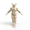 Mythical Horned Creature Character With Muscular Body And Rough Stone Texture