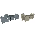 Kids Table With Beige And Blue Rounded Chairs For Children Playroom