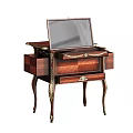 Elegant Classic Wooden Dressing Table With Gold Accents Ornate Mirror And Drawers