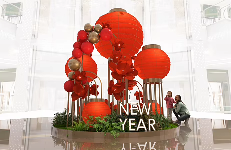 New Year Lantern Flower Art Beautiful Chen Group Scene Spring Festival Beautiful Chen 3d model