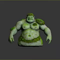 Game and Movie Character With Green Moss Covered Large Muscular Body And Angry Expression